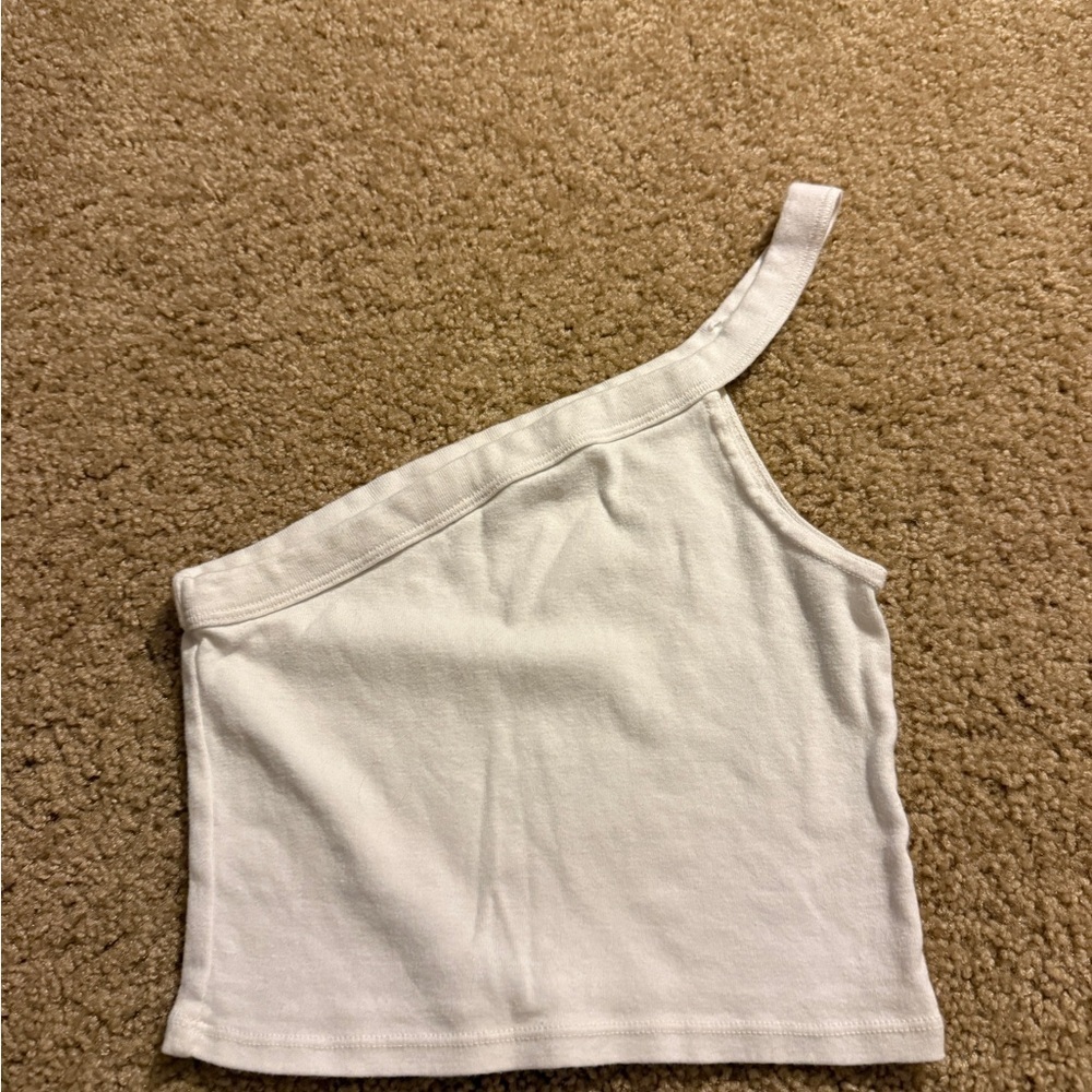 Brandy Melville White Asymmetrical Crop Top - Picture 1 of 3